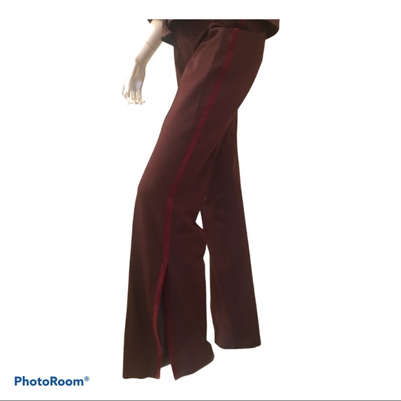 Vertigo Burgundy Tuxedo Stretch Suit Slit Leg - Picture 3 of 16